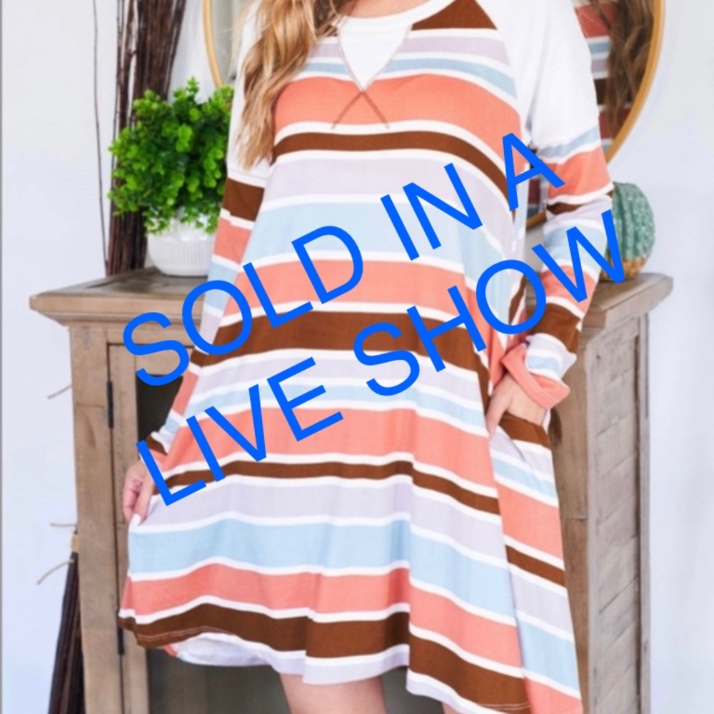 New Out Of the Package Lightweight Striped Dress with Pockets